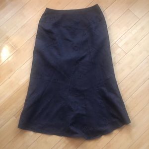 Midi length Brown Skirt with Eyelet Details